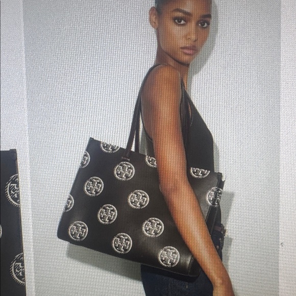 Tory Burch T Monogram Contrast Leather Tote - Picture 4 of 17